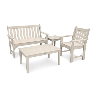 POLYWOOD Vineyard 4-Piece Bench Seating Set - Sand